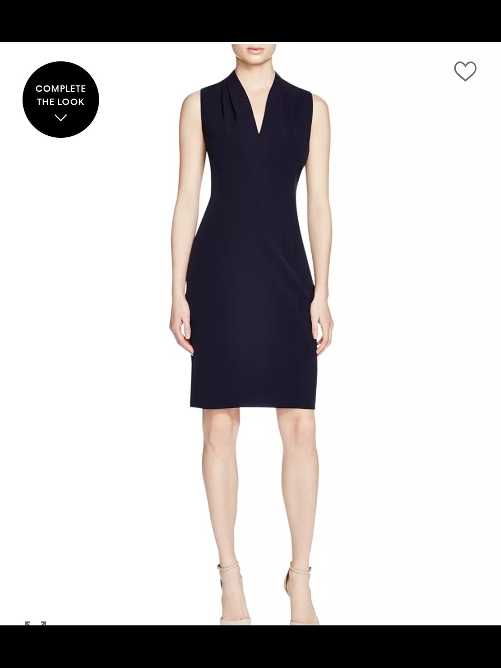 Tahari Navy Sleeveless V-Notch Sheath Dress